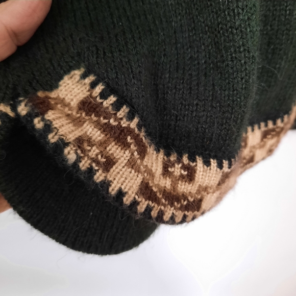 American South Side Alpaca Wool Sweater Green Aztec Design Boho Womens Size L - Picture 6 of 13